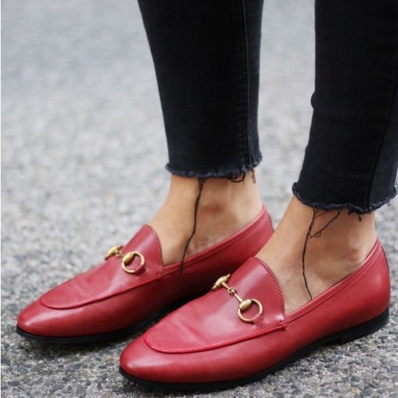 GUCCI JORDAAN LOAFER RED WOMENS SIZE 37.5 - Picture 2 of 8